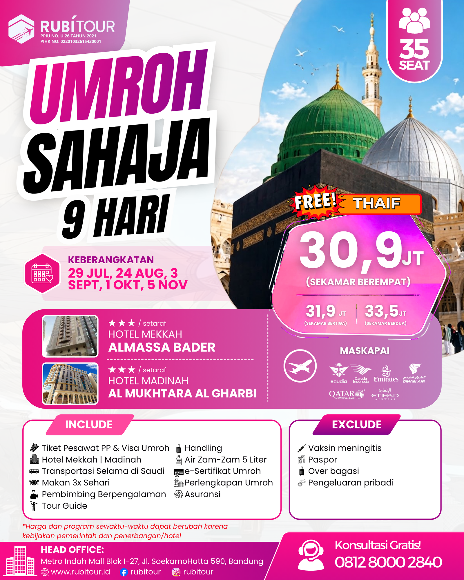 UMROH SAHAJA 12 HARI - Umrah Sahabat Harga Terjangkau